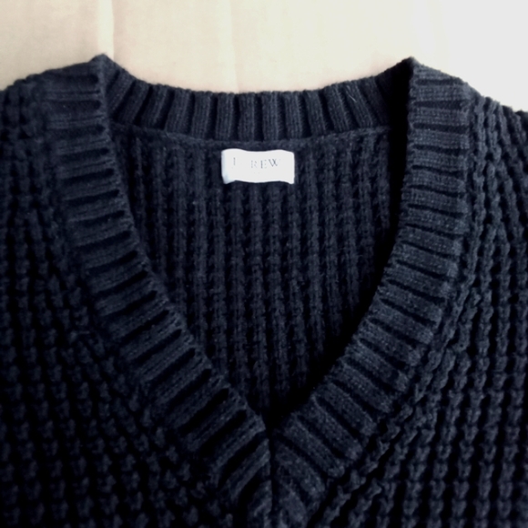 Women's J. Crew Ribbed Black V Neck Sweater Puff Sleeves Size Small - Picture 4 of 12